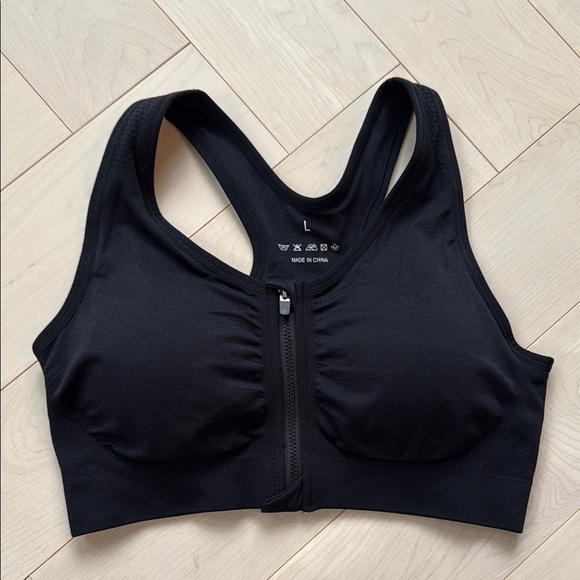 Black Women's Sports Bra, Size L - Picture 1 of 7